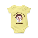 Happy Chicken Lover Baby Romper - PASTEL YELLOW - New Born (Chest 14")