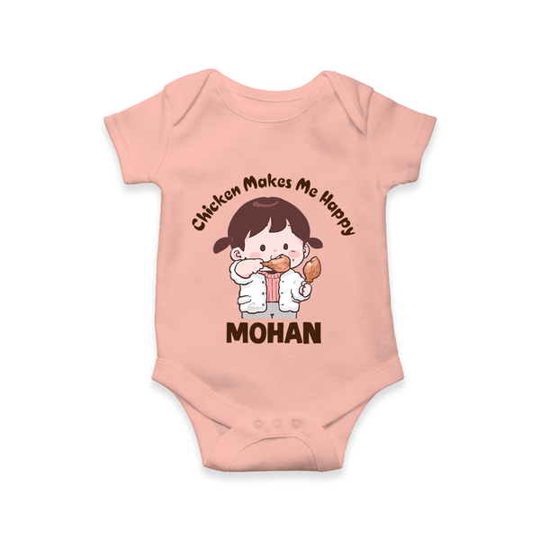 Happy Chicken Lover Baby Romper - PEACH - New Born (Chest 14")