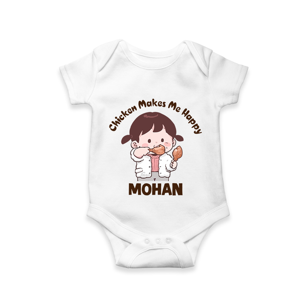 Happy Chicken Lover Baby Romper - WHITE - New Born (Chest 14")