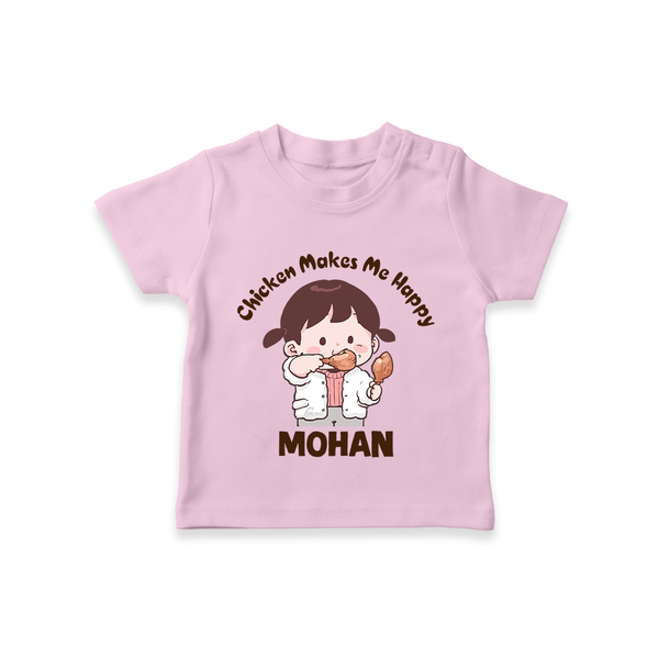 Happy Chicken Lover Tshirt - BABY PINK - 0-5 Months Old (Chest 17")