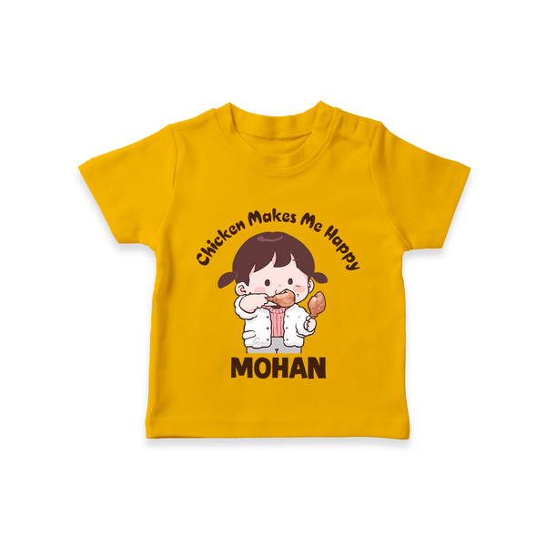 Happy Chicken Lover Tshirt - CHROME YELLOW - 0-5 Months Old (Chest 17")