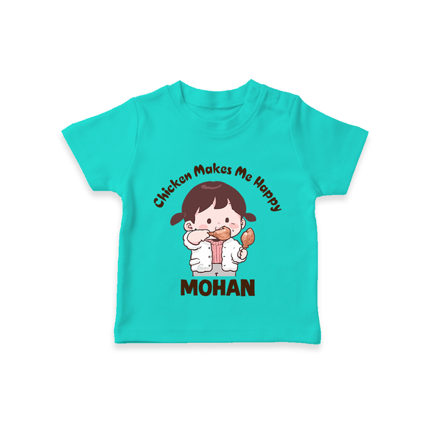 Happy Chicken Lover Tshirt - TEAL - 0-5 Months Old (Chest 17")