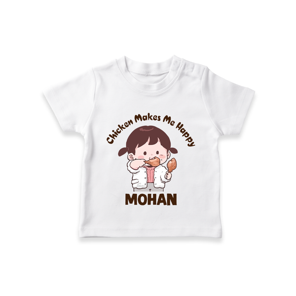 Happy Chicken Lover Tshirt - WHITE - 0-5 Months Old (Chest 17")