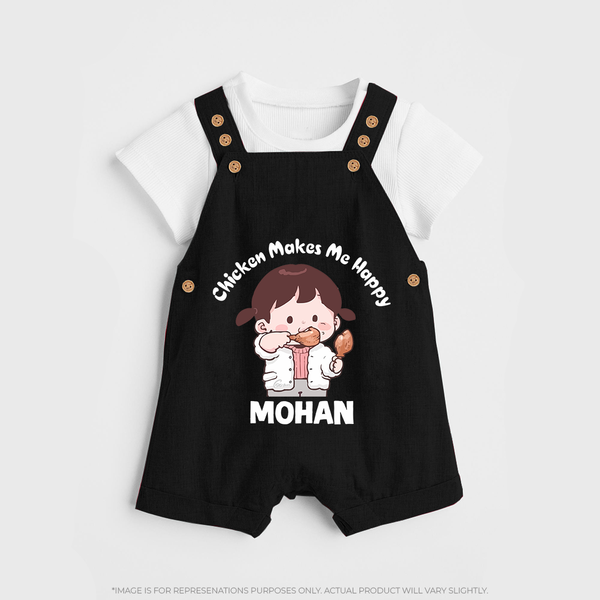 Happy Chicken Lover Dungaree - BLACK - 0 - 5 Months Old (Chest 18")