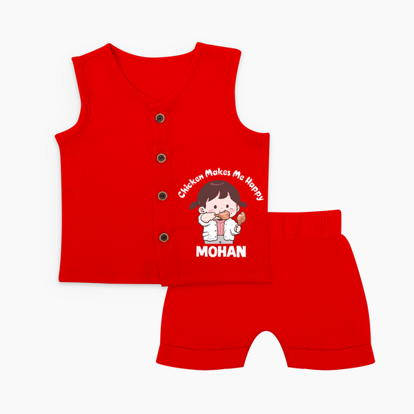 Happy Chicken Lover Baby Jabla Set - RED - 0 - 3 Months Old (Chest 9.8")