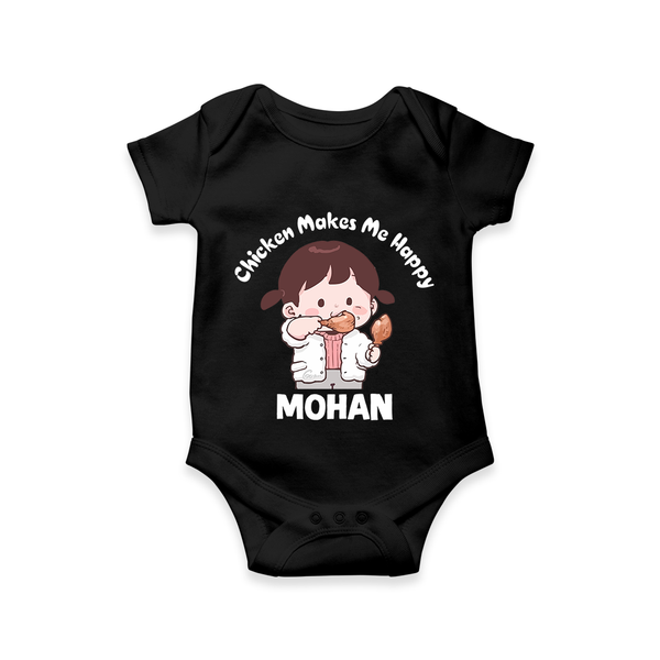 Happy Chicken Lover Baby Romper - BLACK - New Born (Chest 14")
