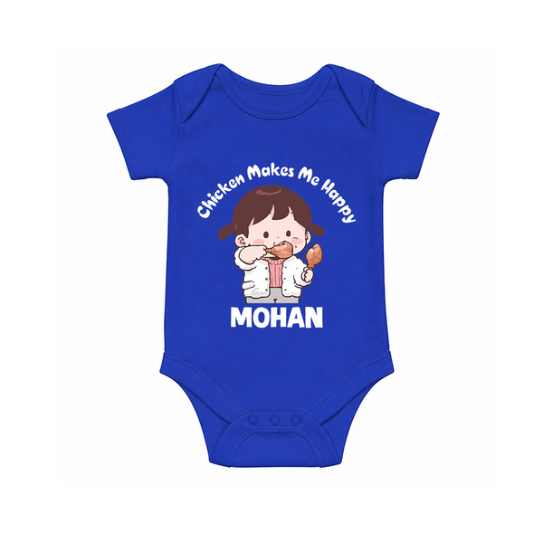 Happy Chicken Lover Baby Romper - COBALT BLUE - New Born (Chest 14")