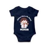 Happy Chicken Lover Baby Romper - NAVY BLUE - New Born (Chest 14")