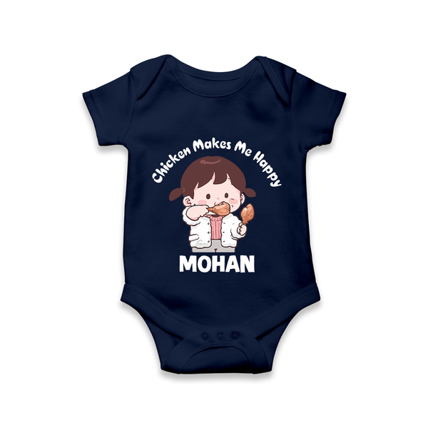 Happy Chicken Lover Baby Romper - NAVY BLUE - New Born (Chest 14")