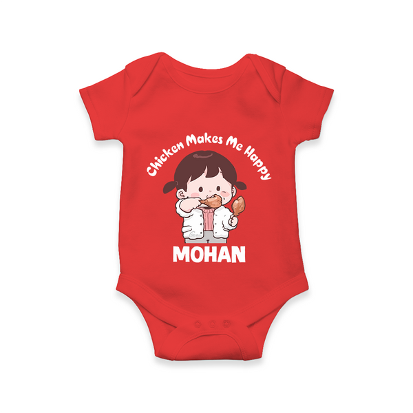 Happy Chicken Lover Baby Romper - RED - New Born (Chest 14")