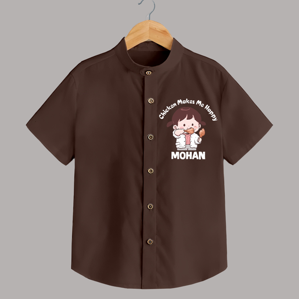 Happy Chicken Lover Shirt - CHOCOLATE BROWN - 0 - 6 Months Old (Chest 23")