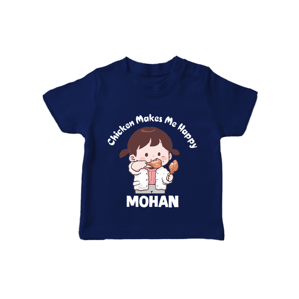 Happy Chicken Lover Tshirt - NAVY BLUE - 0-5 Months Old (Chest 17")