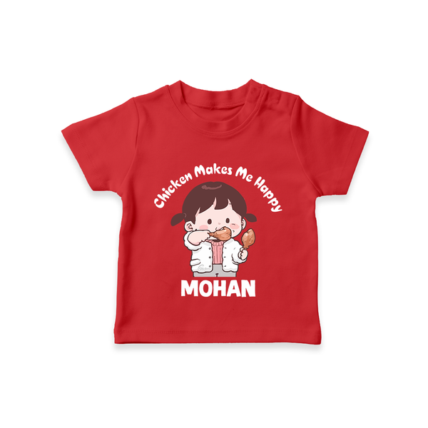 Happy Chicken Lover Tshirt - RED - 0-5 Months Old (Chest 17")