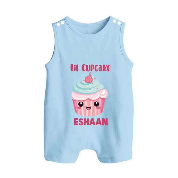 Lil Cupcake Charm Button Romper - BABY BLUE - New Born (Chest 18")