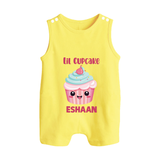 Lil Cupcake Charm Button Romper - PASTEL YELLOW - New Born (Chest 18")