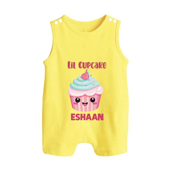Lil Cupcake Charm Button Romper - PASTEL YELLOW - New Born (Chest 18")