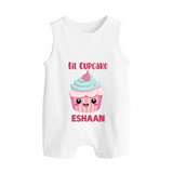 Lil Cupcake Charm Button Romper - WHITE - New Born (Chest 18")