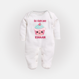 Lil Cupcake Charm Full body suit - WHITE - New Born (Chest 7.5")