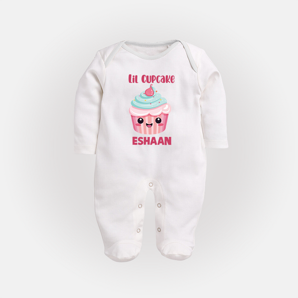 Lil Cupcake Charm Full body suit - WHITE - New Born (Chest 7.5")