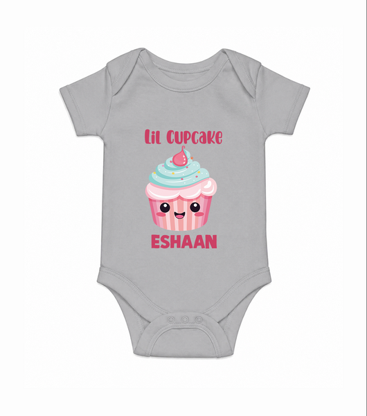 Lil Cupcake Charm Baby Romper - GREY - New Born (Chest 14")