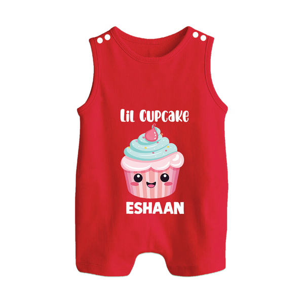 Lil Cupcake Charm Button Romper - RED - New Born (Chest 18")