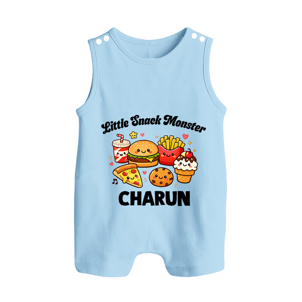 Little Snack Monster Button Romper - BABY BLUE - New Born (Chest 18")