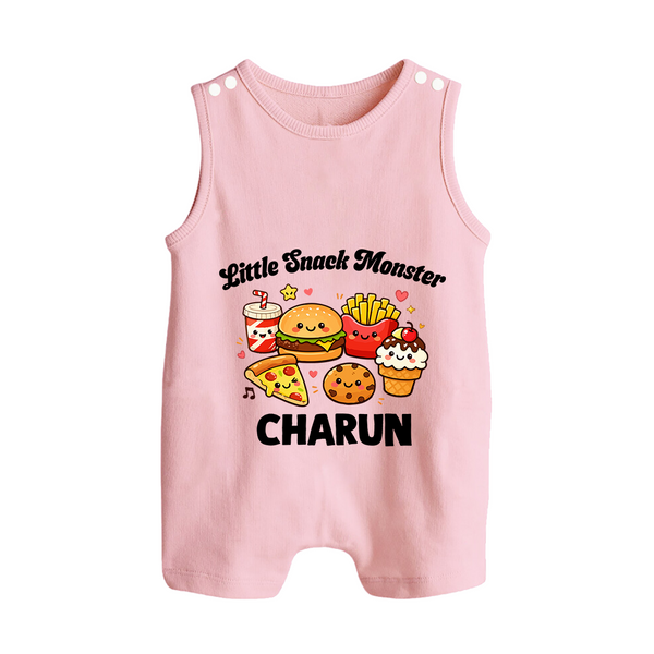 Little Snack Monster Button Romper - BABY PINK - New Born (Chest 18")