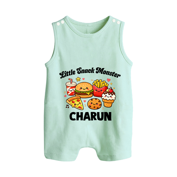 Little Snack Monster Button Romper - MINT GREEN - New Born (Chest 18")