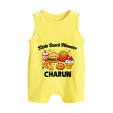 Little Snack Monster Button Romper - PASTEL YELLOW - New Born (Chest 18")