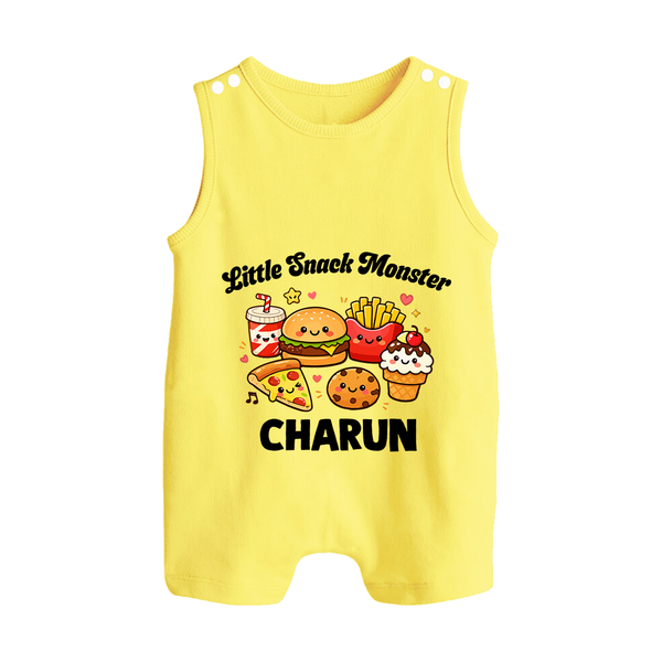 Little Snack Monster Button Romper - PASTEL YELLOW - New Born (Chest 18")