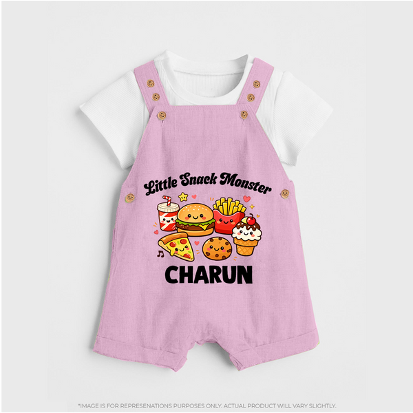 Little Snack Monster Dungaree - BABY PINK - 0 - 5 Months Old (Chest 18")