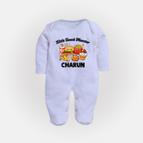 Little Snack Monster Full body suit - BABY BLUE - New Born (Chest 7.5")