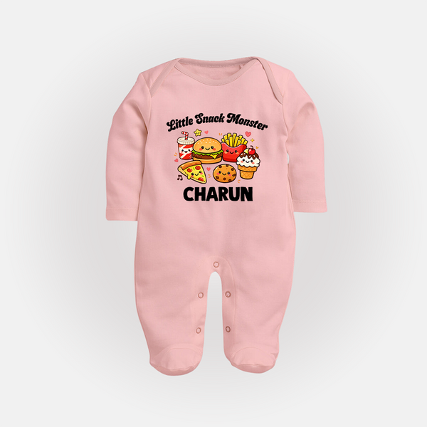 Little Snack Monster Full body suit - BABY PINK - New Born (Chest 7.5")