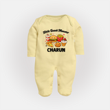 Little Snack Monster Full body suit - PASTEL YELLOW - New Born (Chest 7.5")