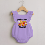 Little Snack Monster Romper Frock - LILAC - 0 - 3 Months Old (Chest 19")