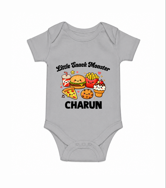 Little Snack Monster Baby Romper - GREY - New Born (Chest 14")