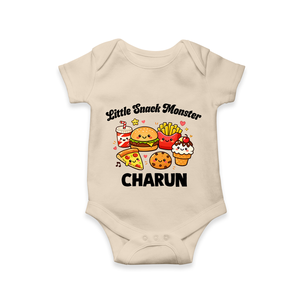 Little Snack Monster Baby Romper - IVORY - New Born (Chest 14")