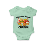Little Snack Monster Baby Romper - MINT GREEN - New Born (Chest 14")