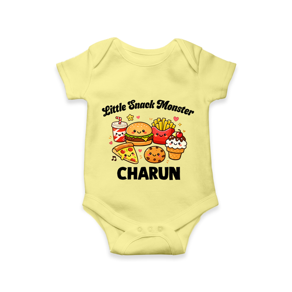 Little Snack Monster Baby Romper - PASTEL YELLOW - New Born (Chest 14")