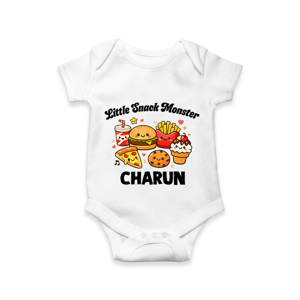 Little Snack Monster Baby Romper - WHITE - New Born (Chest 14")