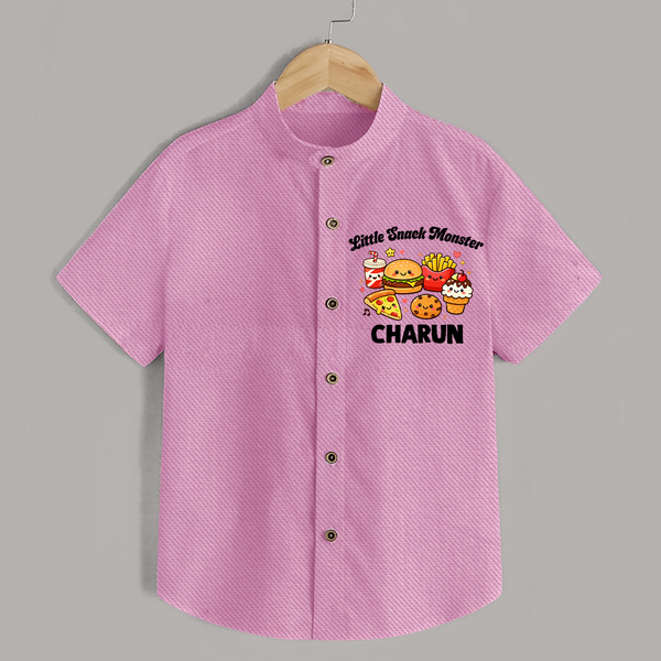Little Snack Monster Shirt - BABY PINK - 0 - 6 Months Old (Chest 23")
