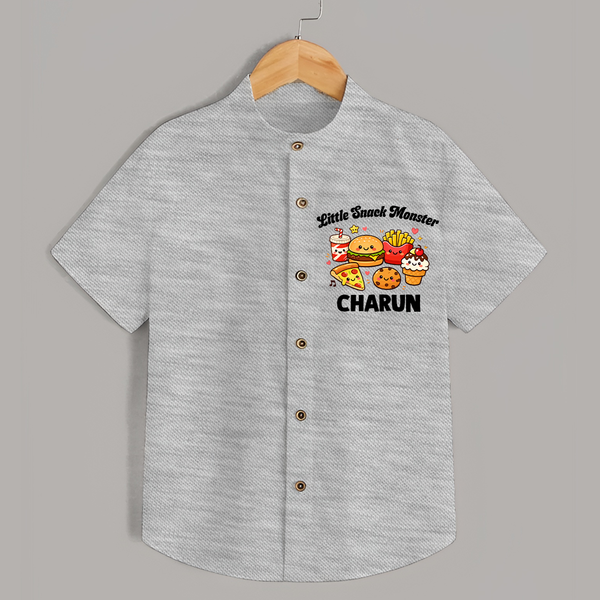 Little Snack Monster Shirt - GREY - 0 - 6 Months Old (Chest 23")