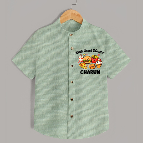 Little Snack Monster Shirt - MINT GREEN - 0 - 6 Months Old (Chest 23")