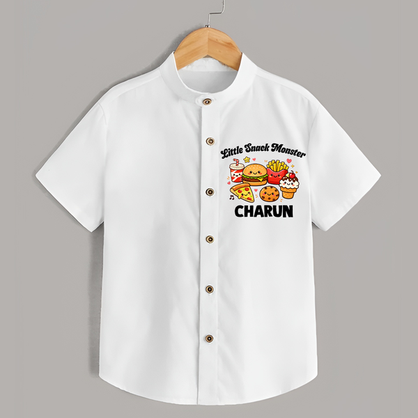 Little Snack Monster Shirt - WHITE - 0 - 6 Months Old (Chest 23")