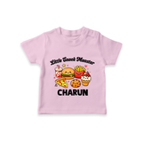 Little Snack Monster Tshirt - BABY PINK - 0-5 Months Old (Chest 17")