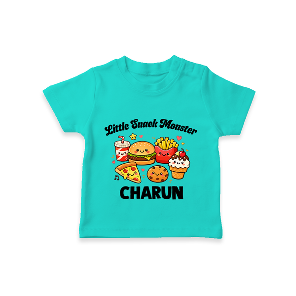 Little Snack Monster Tshirt - TEAL - 0-5 Months Old (Chest 17")