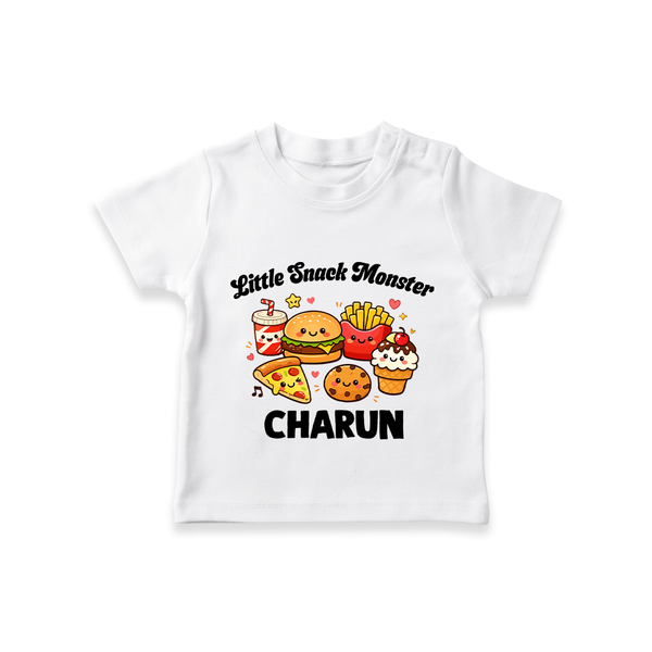 Little Snack Monster Tshirt - WHITE - 0-5 Months Old (Chest 17")