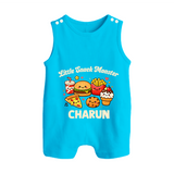 Little Snack Monster Button Romper - SKY BLUE - New Born (Chest 18")