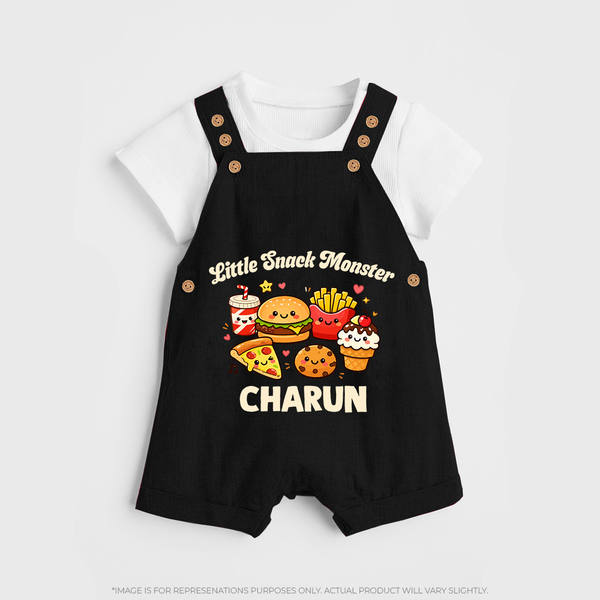 Little Snack Monster Dungaree - BLACK - 0 - 5 Months Old (Chest 18")
