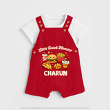 Little Snack Monster Dungaree - RED - 0 - 5 Months Old (Chest 18")
